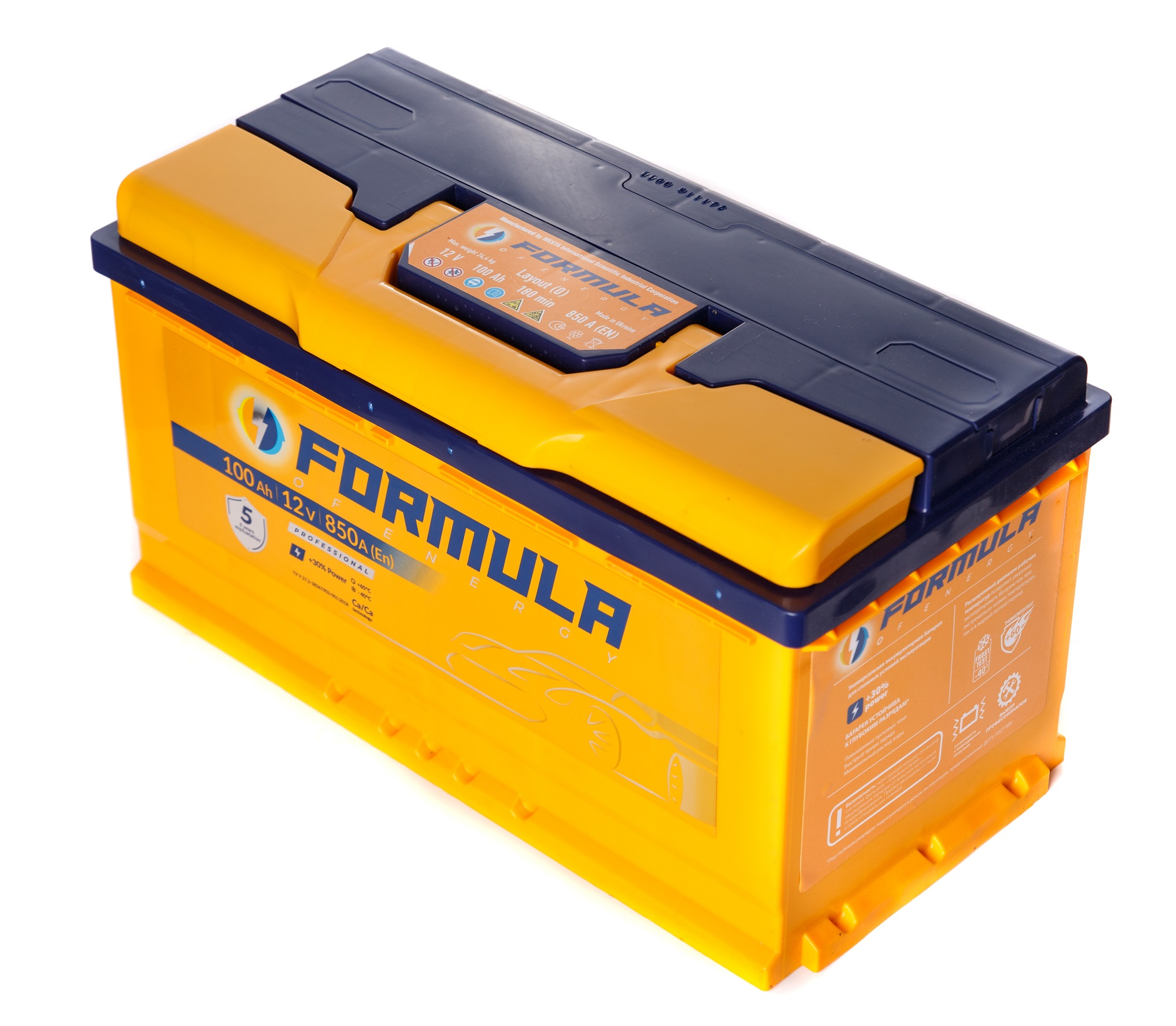 Акумулятор легковий Formula of energy professional 6СТ-100(1), 12B, 100Ah, 850A, плюс ліворуч (L+) кальцієвий (Ca/Ca), 353x175x190мм (FPROF100E1)